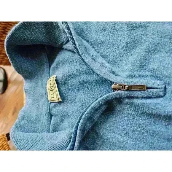 L.L Bean Sweater Men's XL Quarter Zip Blue - Picture 5 of 9